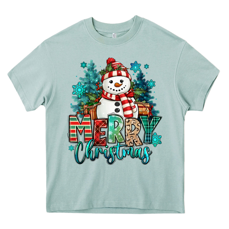 Merry Christmas Snowman Heavy Core Tee by MaliasSmallBusiness | Teevron