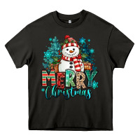 Asphalt merry christmas snowman Heavy Core Tee - MaliasSmallBusiness