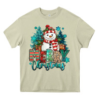 Mossy merry christmas snowman Heavy Core Tee - MaliasSmallBusiness