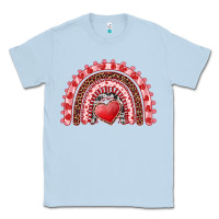 Dusty Blue valentines day rainbow with heart Classic Tee - RanaPortraitStore