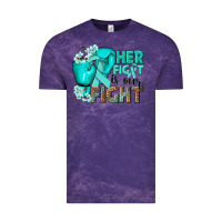 Cloud Purple Her fight is our fight Ovarian Cancer teal ribbon Vintage Tee - NancyCooperArtShop