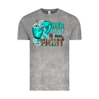 Cloud Rock Her fight is our fight Ovarian Cancer teal ribbon Vintage Tee - NancyCooperArtShop
