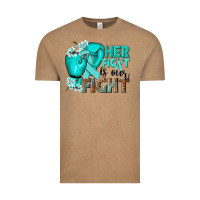 Vintage Coffee Her fight is our fight Ovarian Cancer teal ribbon Vintage Tee - NancyCooperArtShop