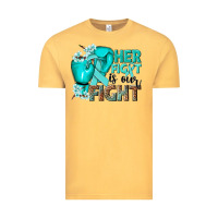 Vintage Mustard Her fight is our fight Ovarian Cancer teal ribbon Vintage Tee - NancyCooperArtShop