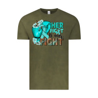 Vintage Olive Her fight is our fight Ovarian Cancer teal ribbon Vintage Tee - NancyCooperArtShop