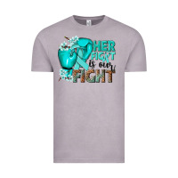Vintage Zinc Her fight is our fight Ovarian Cancer teal ribbon Vintage Tee - NancyCooperArtShop