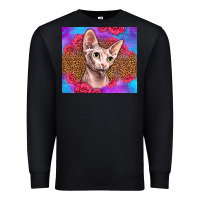 Black purple glitter roses sphynx cat Premium Sweatshirt - LillyAllenDesigns