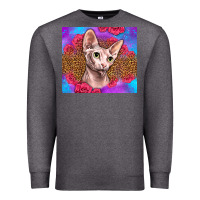 Charcoal Heather purple glitter roses sphynx cat Premium Sweatshirt - LillyAllenDesigns