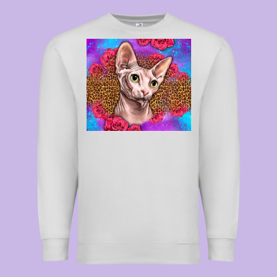 Purple Glitter Roses Sphynx Cat Premium Sweatshirt Designed By Lillyallendesigns
