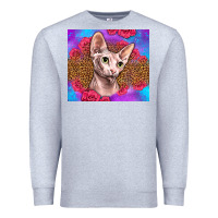 Heather Grey purple glitter roses sphynx cat Premium Sweatshirt - LillyAllenDesigns