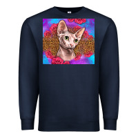 Navy purple glitter roses sphynx cat Premium Sweatshirt - LillyAllenDesigns