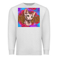 Oatmeal Heather purple glitter roses sphynx cat Premium Sweatshirt - LillyAllenDesigns