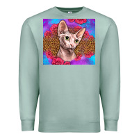 Seafoam purple glitter roses sphynx cat Premium Sweatshirt - LillyAllenDesigns