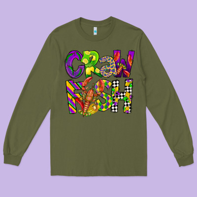 Crawfish Mardi Gras Long Sleeve Tee Designed By Cowgirlartshop
