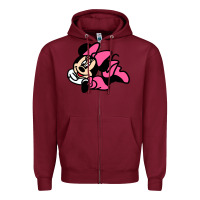 Burgundy Minnie Mouse Zipper Hoodie - CowhideDigitalArt