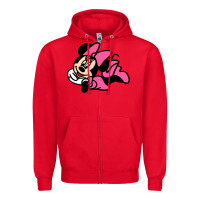 Red Minnie Mouse Zipper Hoodie - CowhideDigitalArt