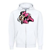 White Minnie Mouse Zipper Hoodie - CowhideDigitalArt