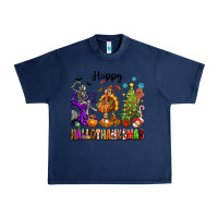 Navy Happy Hallothanksmas Urban Heavy Tee - texasbilliewilder