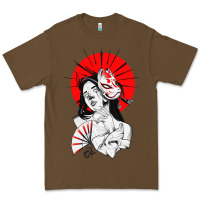 Cacao japanese geisha samurai fox mask red sun Premium Tee - tuanDangUi