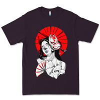 Japanese Geisha Samurai Fox Mask Red Sun Premium Tee | Teevron