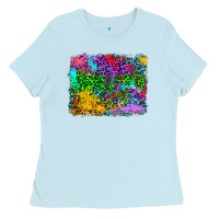 Baby Blue colorful leopard background Ladies Tee - RanaPortraitStore