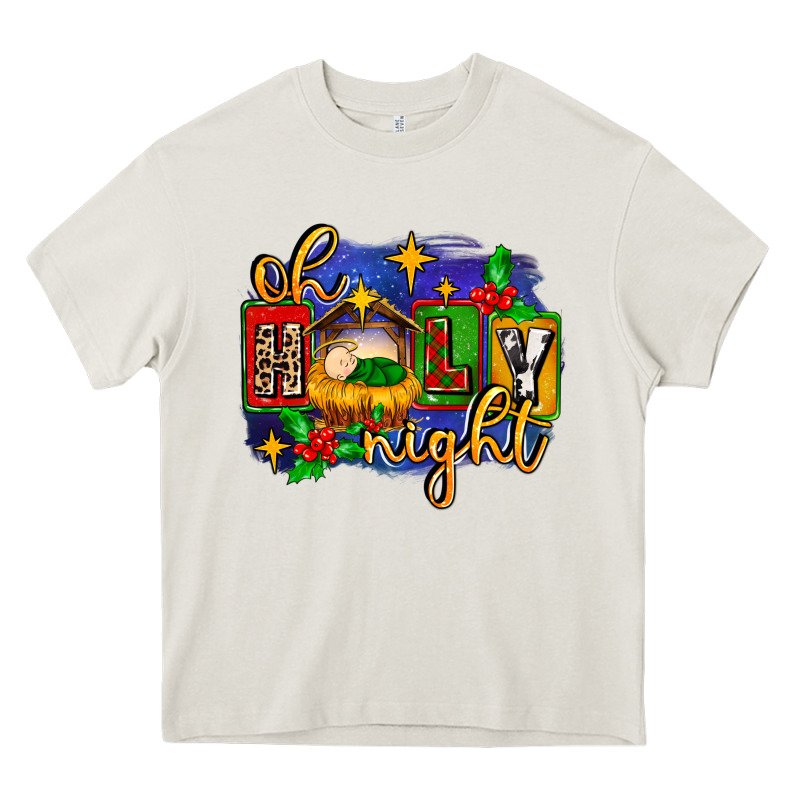Oh Holy Night With Baby Jesus For Christmas Heavy Core Tee by MaliasSmallBusiness | Teevron