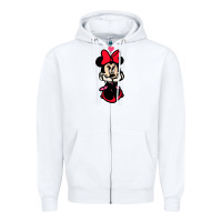 White Minnie Mouse Zipper Hoodie - CowhideDigitalArt