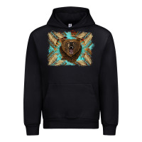 Foreset Green bear native American background Urban Hoodie - BarkalooDesign
