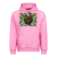 Fuchsia Pink bear native American background Urban Hoodie - BarkalooDesign