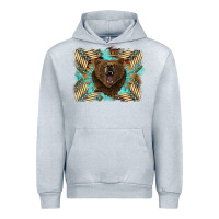 Heather Grey bear native American background Urban Hoodie - BarkalooDesign