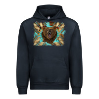 Navy bear native American background Urban Hoodie - BarkalooDesign