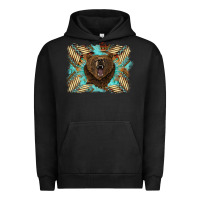 Pigment Black bear native American background Urban Hoodie - BarkalooDesign