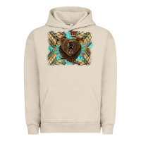 Pigment French Oak bear native American background Urban Hoodie - BarkalooDesign