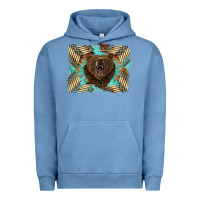 Pigment Pebble Blue bear native American background Urban Hoodie - BarkalooDesign