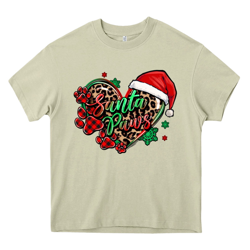 Santa Paws Christmas Heart Heavy Core Tee by MaliasSmallBusiness | Teevron