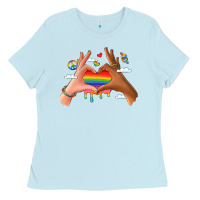 Baby Blue lgbtq pride hands Ladies Tee - LillyAllenDesigns