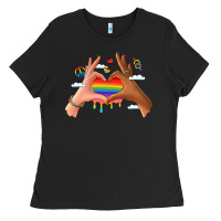 Black lgbtq pride hands Ladies Tee - LillyAllenDesigns
