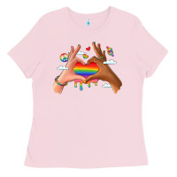 Bubblegum Pink lgbtq pride hands Ladies Tee - LillyAllenDesigns