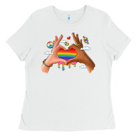 White lgbtq pride hands Ladies Tee - LillyAllenDesigns
