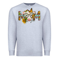 Heather Grey Western Baby Calf Mom With Sunflower Premium Sweatshirt - LillyAllenDesigns