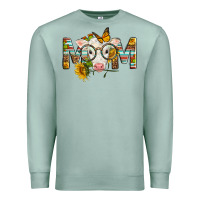 Seafoam Western Baby Calf Mom With Sunflower Premium Sweatshirt - LillyAllenDesigns