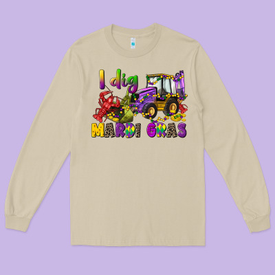I Dig Mardi Gras Long Sleeve Tee Designed By Cowgirlartshop