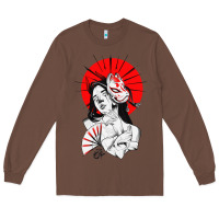 Chestnut japanese geisha samurai fox mask red sun Long Sleeve Tee - tuanDangUi