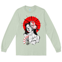 Matcha japanese geisha samurai fox mask red sun Long Sleeve Tee - tuanDangUi