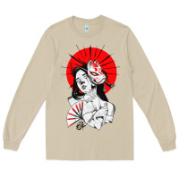Mushroom japanese geisha samurai fox mask red sun Long Sleeve Tee - tuanDangUi