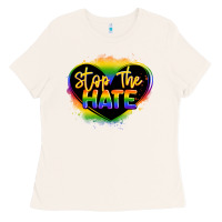 Bone stop the hate pride lgbtq heart Ladies Tee - LillyAllenDesigns