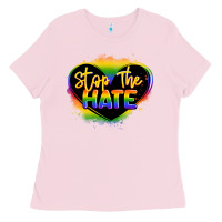 Bubblegum Pink stop the hate pride lgbtq heart Ladies Tee - LillyAllenDesigns