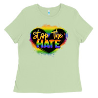 Matcha stop the hate pride lgbtq heart Ladies Tee - LillyAllenDesigns