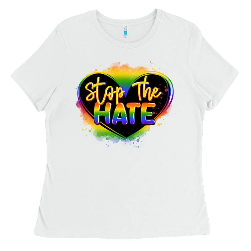 Stop The Hate Pride Lgbtq Heart Ladies Tee by LillyAllenDesigns | Teevron