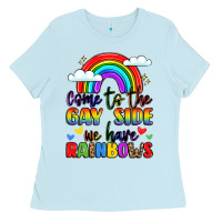 Baby Blue come to the gay side we have rainbows Ladies Tee - LillyAllenDesigns
